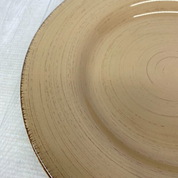 Tag Ltd SONOMA TAN Swirl Rustic Brown Edge Ironstone 11" Dinner Plates Set of 3 - Picture 11 of 16